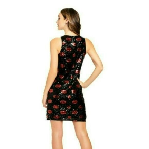 NWT Aidan by Aidan Mattox Lip Sequin Sparkling Shift Party Cocktail Mini Dress - Picture 3 of 7